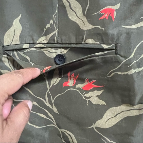 RAG & BONE Jackson Short Army Floral Men's Orange Birds Size 36 - Picture 2 of 12